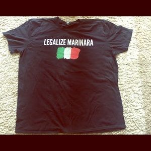 A Legalize Marinara shirt including play on words